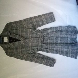 NWOT A New Day Plaid Knee Length Overcoat Size XL. Tie Waist Front.
